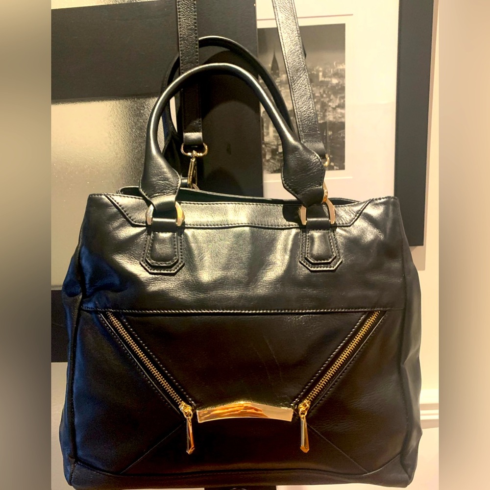 Large All Leather 2 Way Shoulder Handbag With Gold Hardware by RIAN Bags NWOT